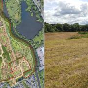 Rectory farm site/plans. Image (left): Cala Homes/Angle Property.
