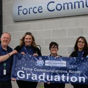 Some of Hertfordshire Constabulary's new communications operators at their graduation in Welwyn Garden City.