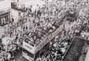 Watford parade through the town on an open-top bus following the final