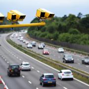 Motorway speed camera stock image.