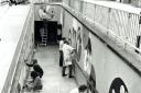 Art students decorating the underpass in May 1976