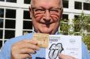 Mike Jackson with his ticket to see The Rolling Stones at Twickenham Stadium