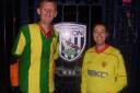 Watford fan Mike Haley, right, and West Brom supporter David Pryke made it The Hawthorns by bicycle.