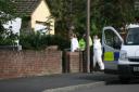 Forensic police at the scene in Plaw Hatch Close