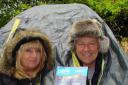 Avril Mills and Martin Bye acclimatising themselves for their husky drive