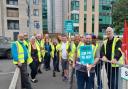 Arriva staff on the picket line at Watford Junction bus station. Picture: Kimberley Hackett