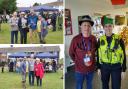 Left: Meriden Residents Association celebrating the Queen's Jubilee. Right: Steve Moss and a police officer at the Meriden Christmas party.