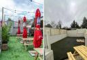 The Oddfellows beer garden before and after.
