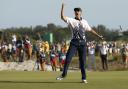 Justin Rose celebrates winning his Olympic title. Picture: Action Images