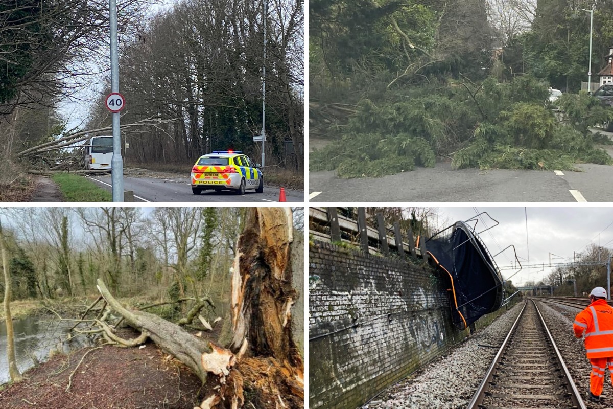 Trees fell and train journeys were disrupted by Storm Eunice