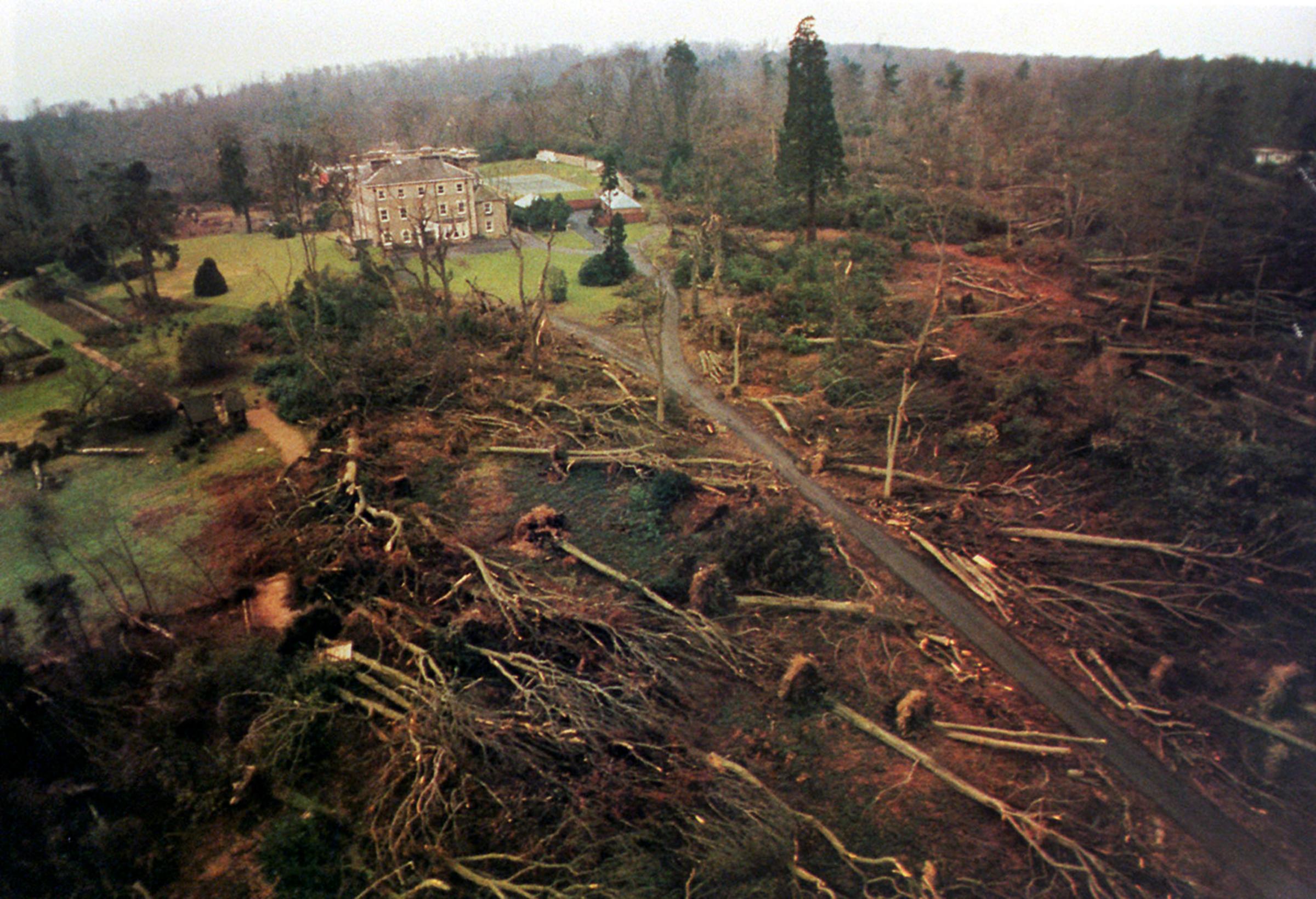 Handout photo issued by National Trust dated 16/10/1987 of Emmetts House and Garden, Ide Hill in Kent shortly after The Great Storm of 1987 which detroyed 95% of its woodland. Issue date: Friday February 18, 2022.