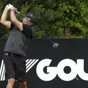 Phil Mickelson tees off during yesterday's Pro-Am at the Centurion Club. Picture: PA