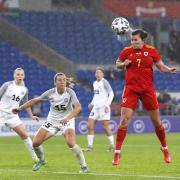Helen Ward in action for Wales against Estonia.