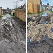 The alley on March 23 (left) and March 27 (right)
