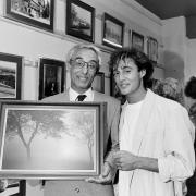 Albert and Andrew Ridgeley with one of the pictures in the exhibition