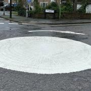 The roundabout in Aldenham Road.