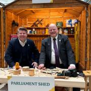 Dean Russell, MP for Watford, with a representative from the UK Men's Shed Association
