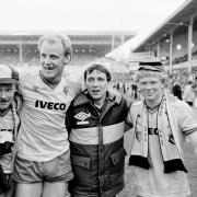 Graham Taylor celebrates with Nigel Callaghan, Les Taylor, George Reilly and Mo Johnston after their semi-final victory.