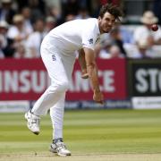 Steven Finn bowling for England at Lord's