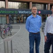 Ian Stotesbury (left) and Peter Taylor (right) outside Watford Junction station