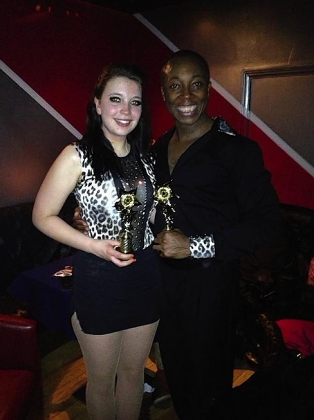 Grace Silliton and dance partner, Gus Mensah, with their award