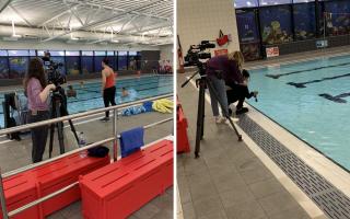 BBC filming at South Oxhey Leisure Centre in mid-March.