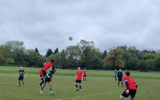 Aerial action from Watford Sports' (red shirts) defeat at the hands of Old Fullerians