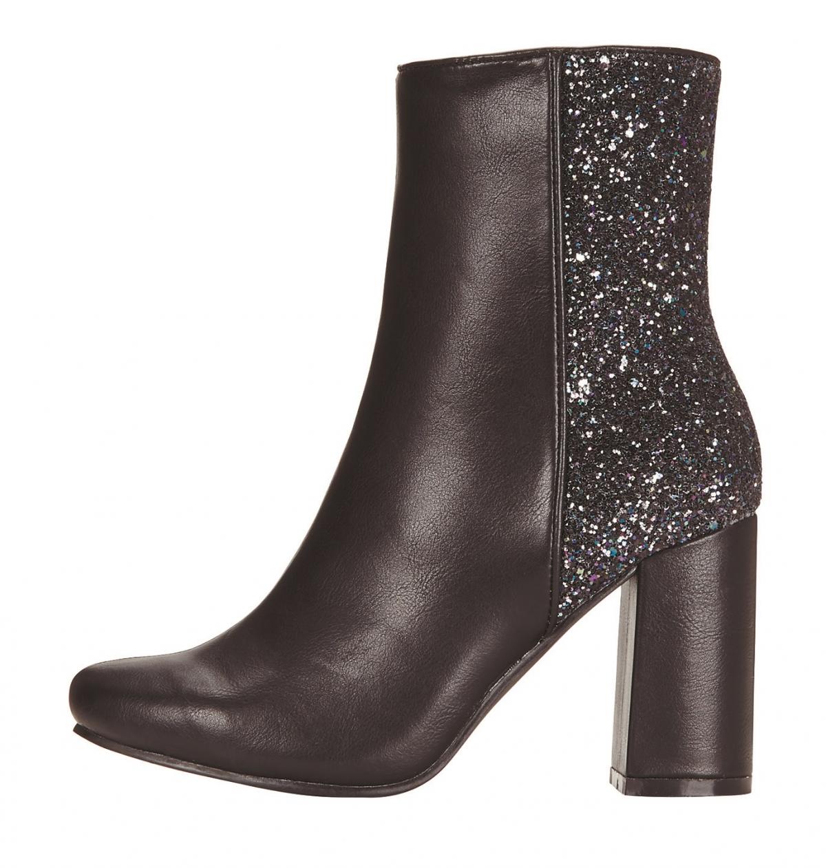 V by Very, Glitter Back High Ankle Boot Black, £35