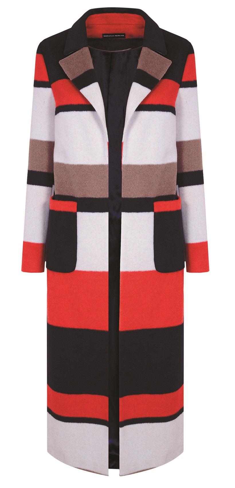 Dorothy Perkins, Orange and Navy Stripe Coat, £75