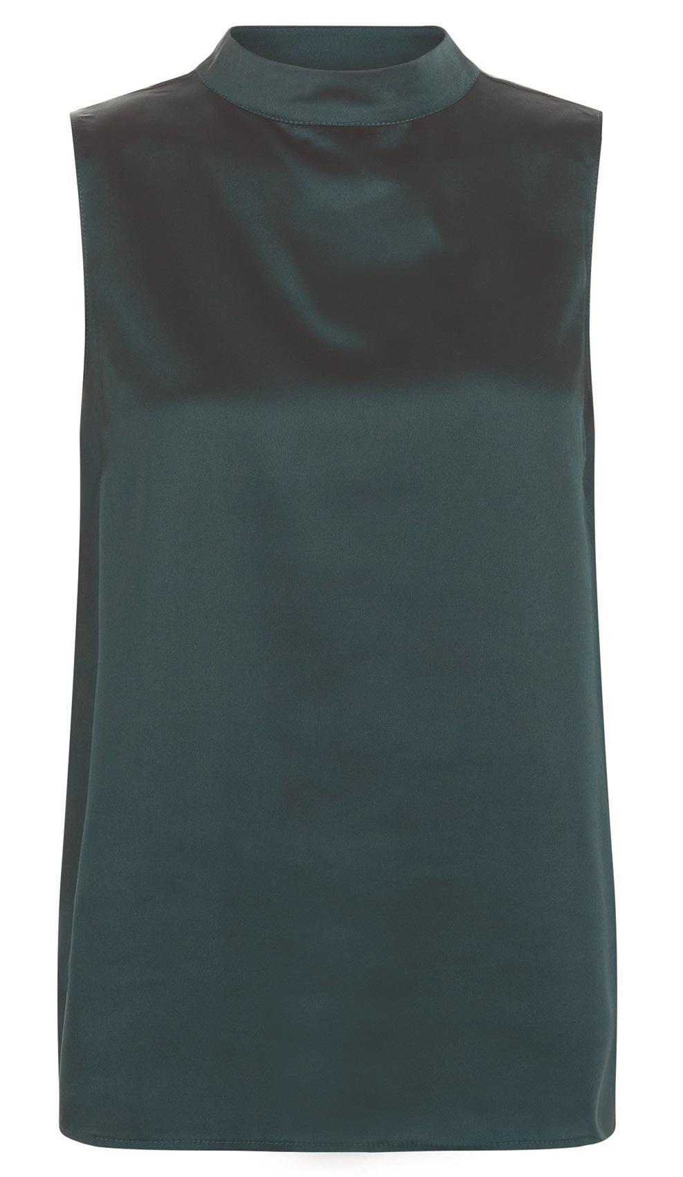 New Look, Green Sleeveless Funnel Neck Silky Top, £19.99