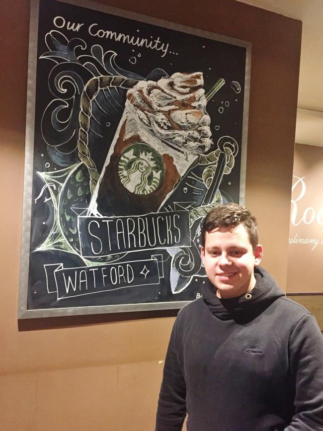 Bartosz was commissioned by Starbucks after answering a Facebook advert for a local artist