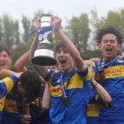 Time to celebrate: Sun Sports Under-16s lift the Herts Challenge Cup