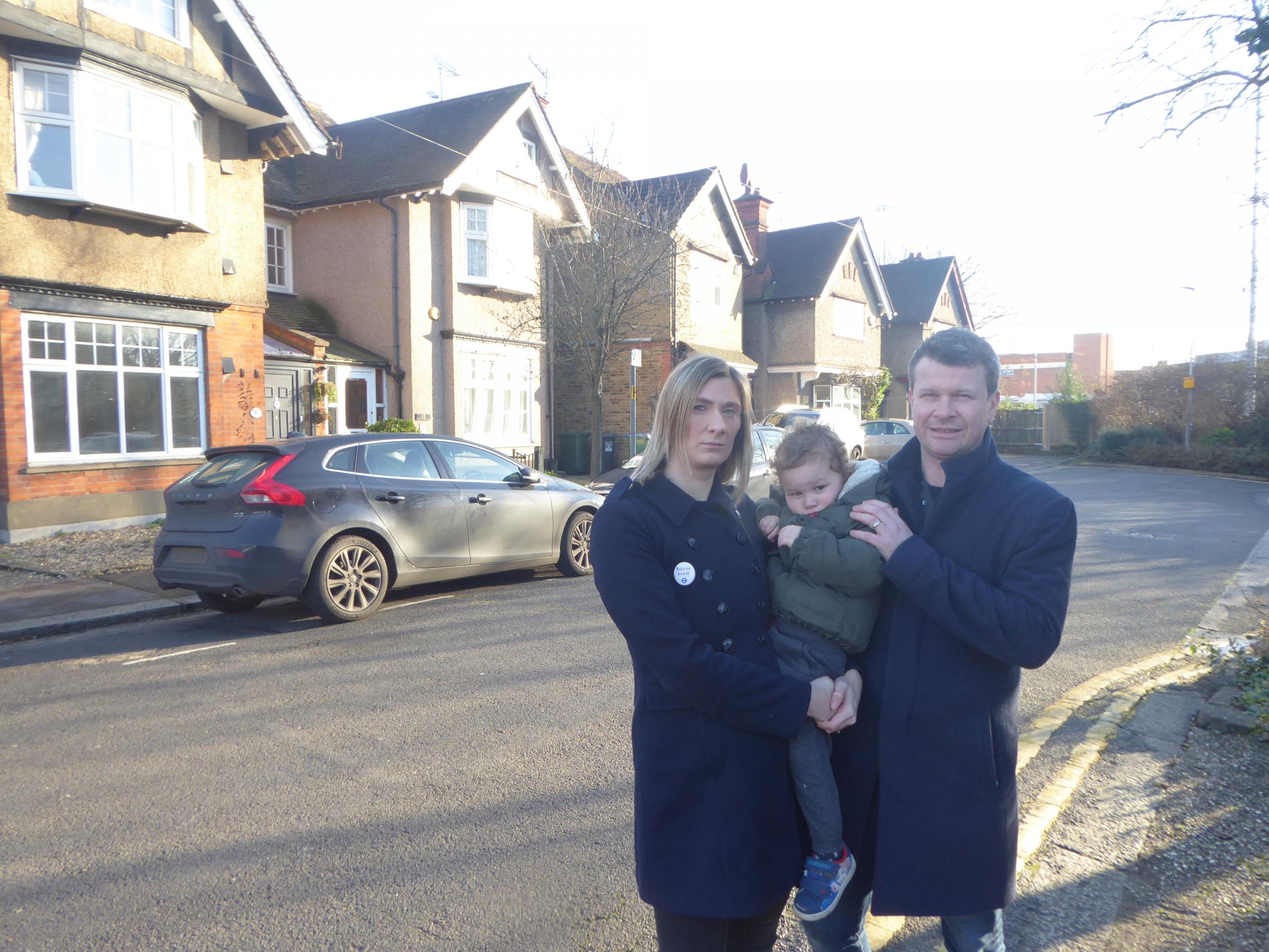 Tom and Chloe Harper pictured last year with their son. Theyve since had another son and remain concerned about flats at the end of Monmouth Road