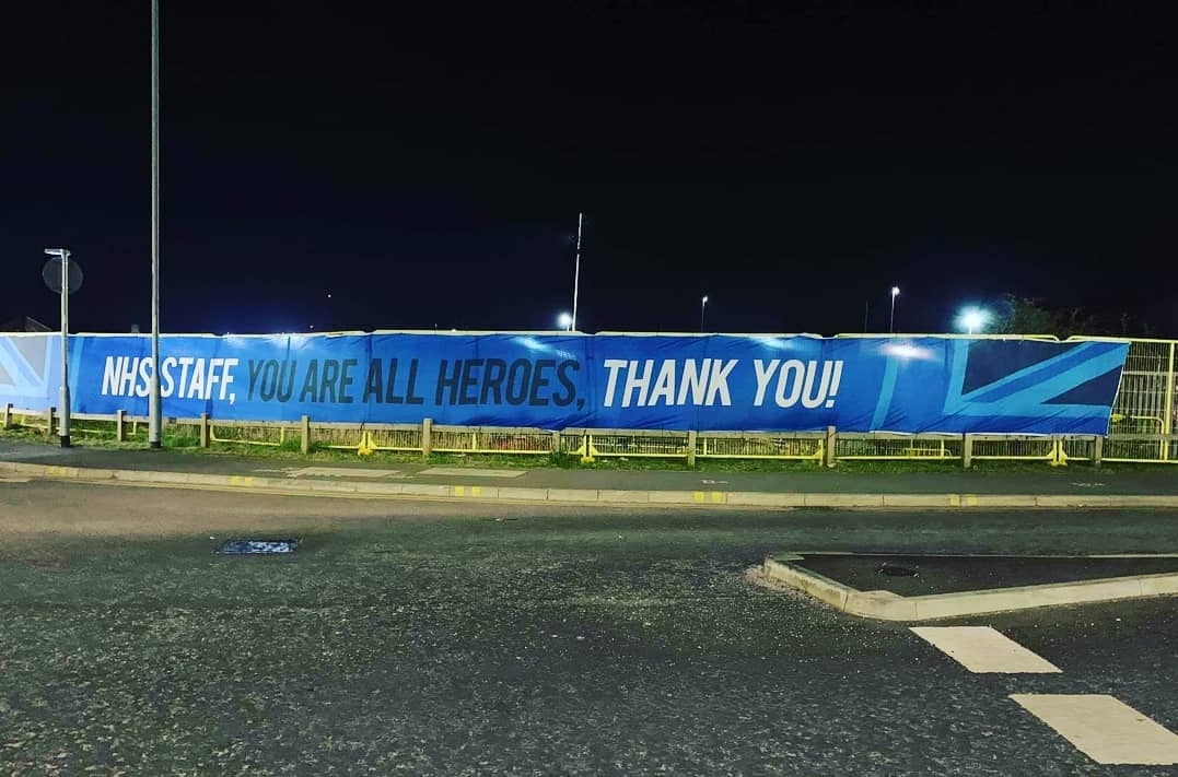 Coronavirus: Watford supporters create banner to thank NHS staff