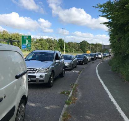 This was a queue of cars pictured queuing to get into Waterdale in Garston. Credit: Hertfordshire County Council