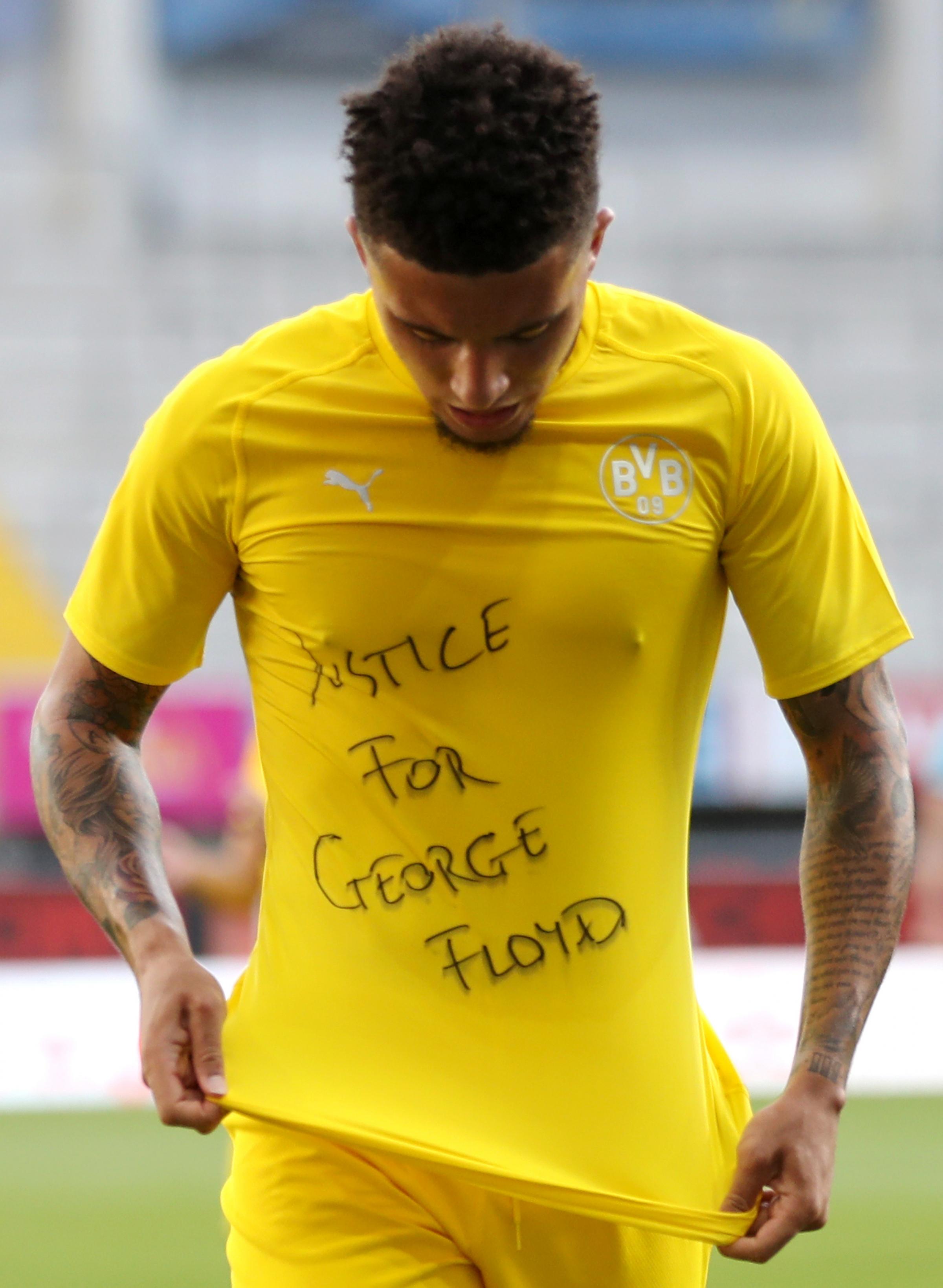 Ex-Watford and Manchester City youngster Jadon Sancho shows 'Justice for George Floyd' message