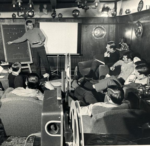 Watford Observer: A team talk with the players in 1969 Watford Observer: A team talk with the players in 1969