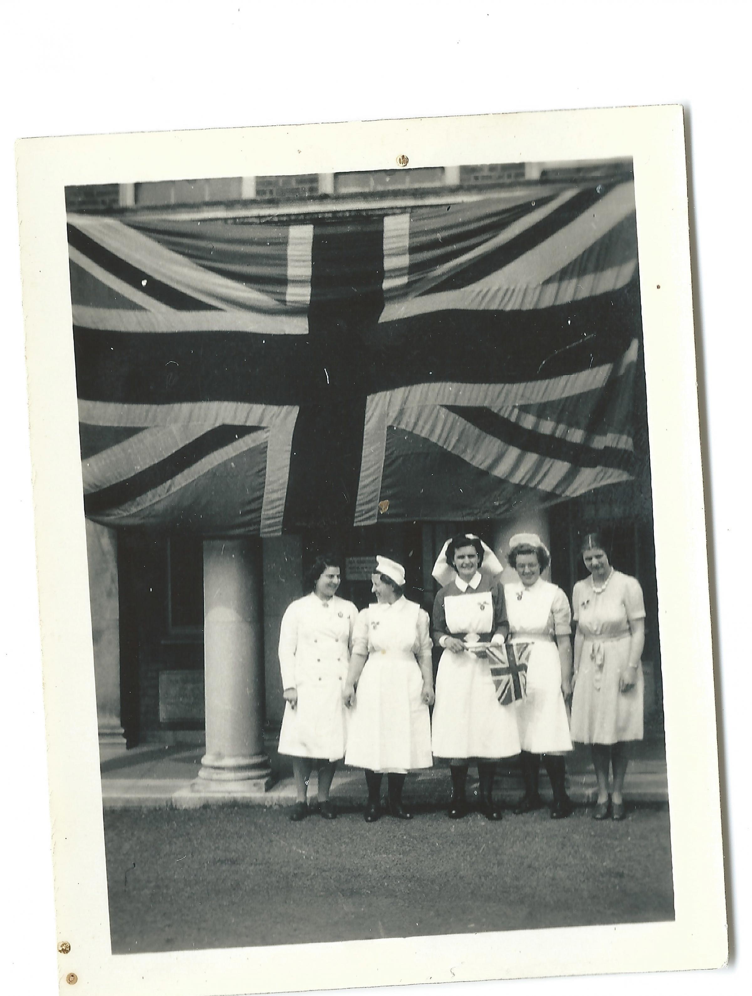 Peace Memorial nurses celebrating VE Day in 1945