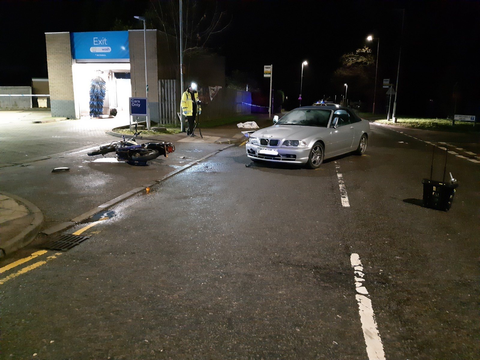 The crash involved a car and a motorbike. Credit: BCH Road Policing Unit