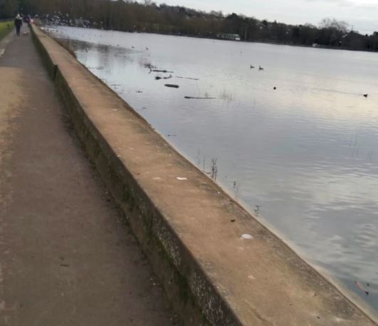 This was the reservoir pictured last month, a far cry from before with water now nearly reaching the dam wall. Credit: Save Aldenham Reservoir