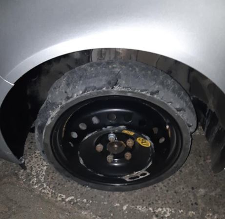 Police shared an image of the tyre. Credit: Watford Police