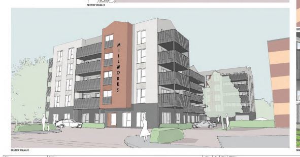 A screenshot from the planning portal showing a drawing of the proposed scheme, Millworks, which was refused