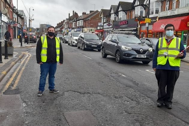 Cllr Khan pictured with Labour colleague Richard Smith, who is a borough councilllor, in St Albans Road. Credit: Watford Labour