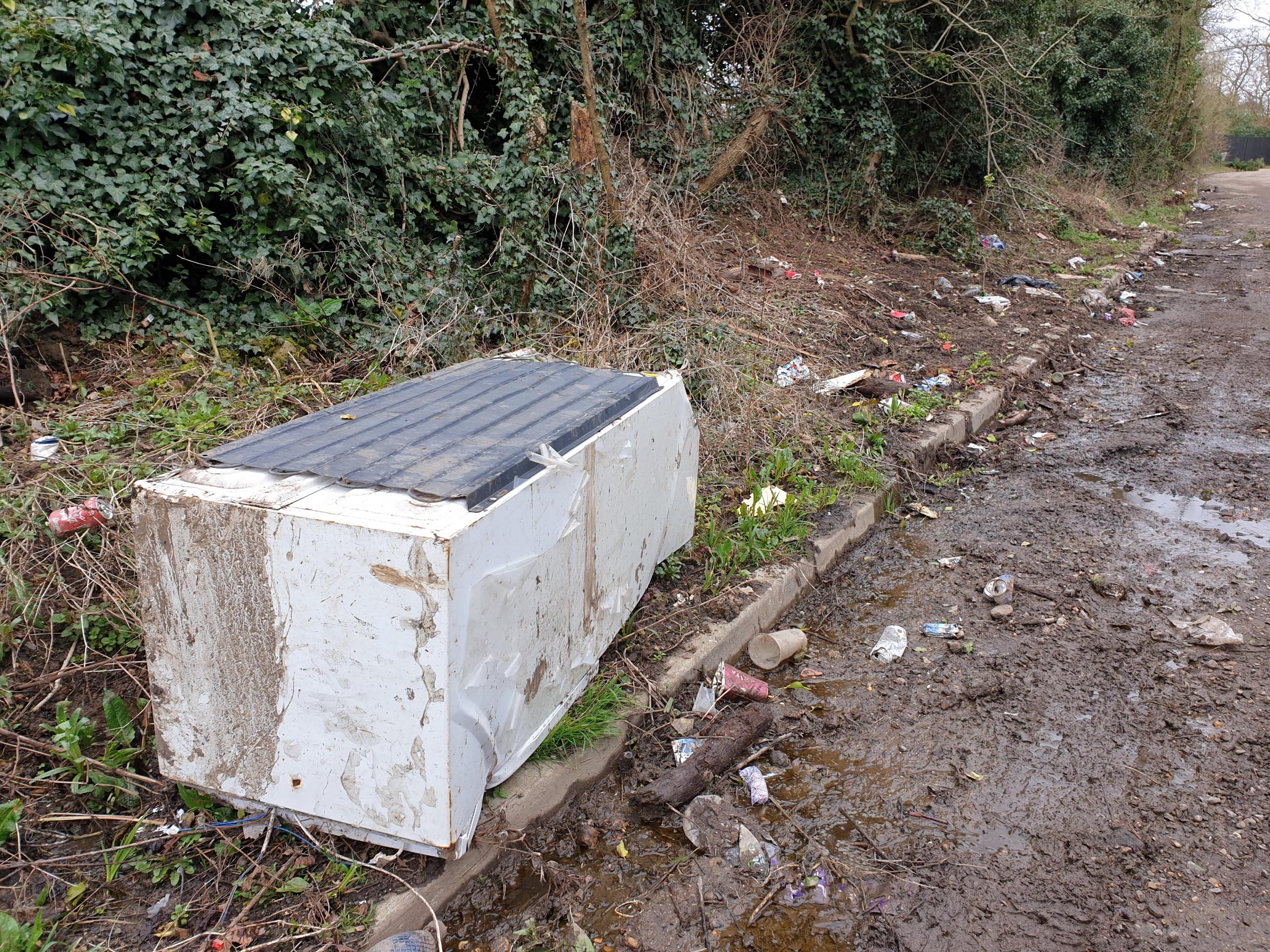 A dumped fridge in Hilfield Lane South. Credit: Bushey Lib Dems