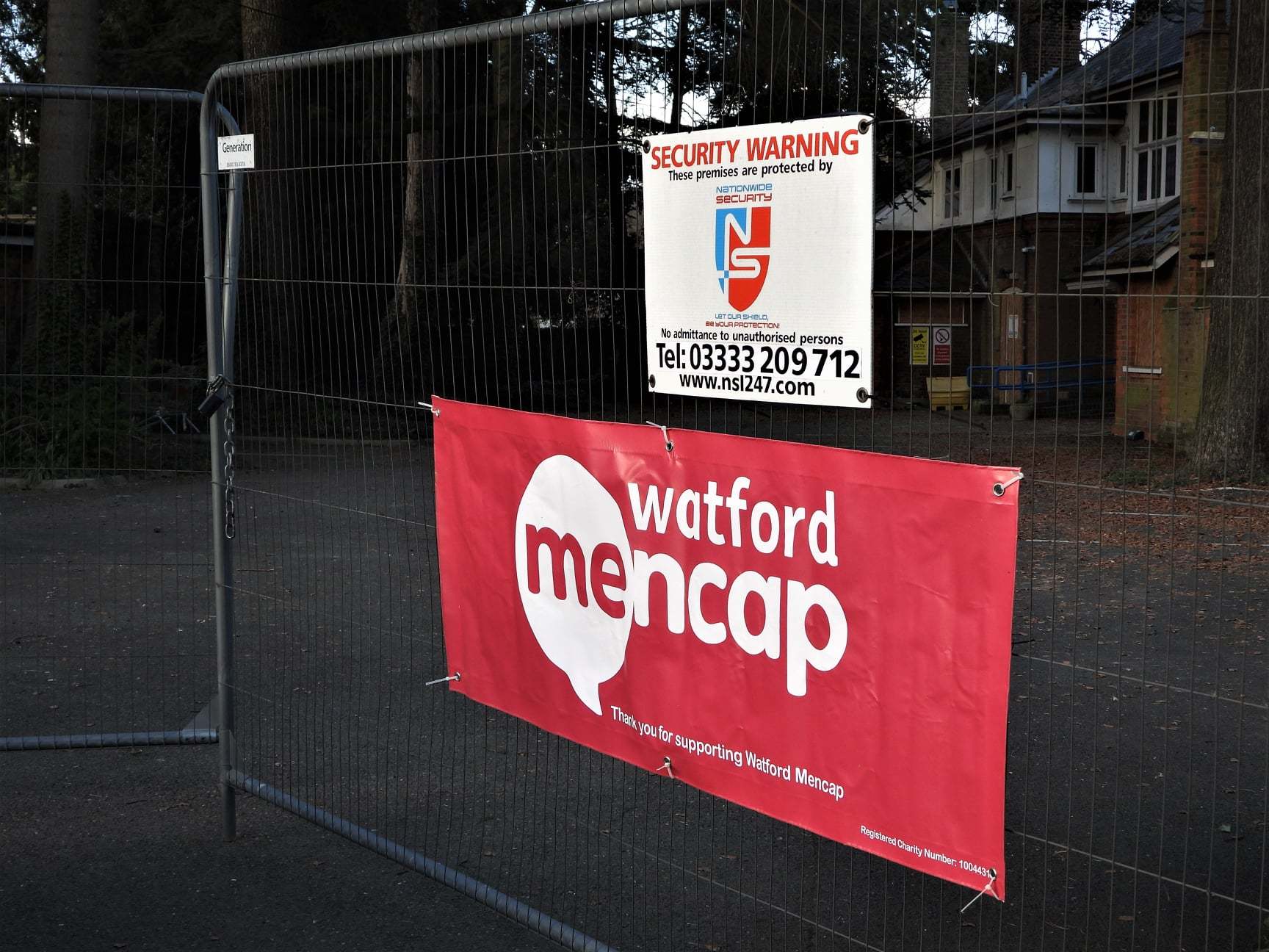 A Watford Mencap banner outside the former respite centre. Credit: Stephen Danzig/Watford Observer Camera Club