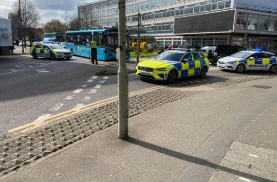 Watford Observer: Police in Exchange Road yesterday