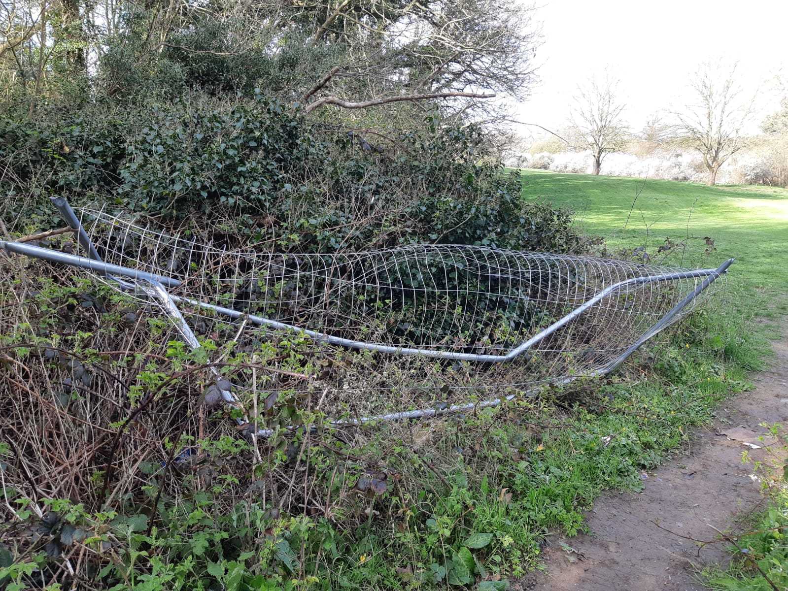 More damaged fencing at Bushey Hall Golf Club. Credit: Hertfordshire Constabulary