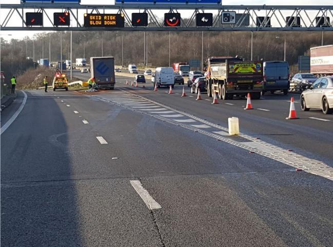 The scene of the collision on the M25 in 2018 which closed two lanes and a slip-road. Credit: Highways England