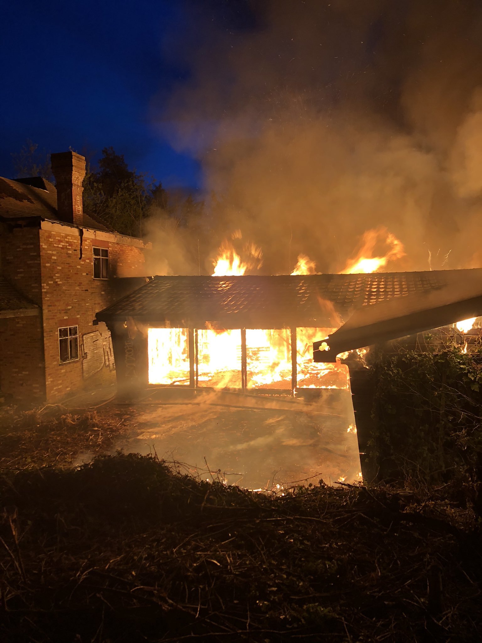The fire was later safely extinguished. Credit: Stuart Sanders, Hertfordshire Fire & Rescue
