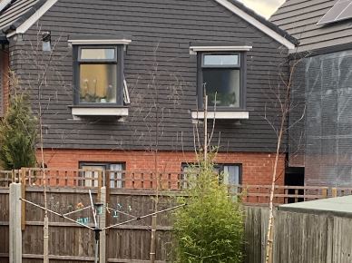 One of the new homes built as seen from an existing neighbours garden. Residents were concerned about privacy when the plans were initially produced